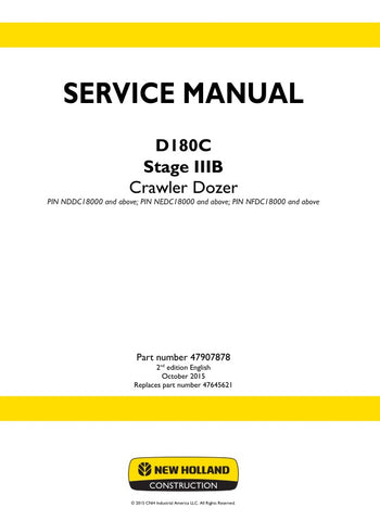 Unlock the full potential of your New Holland D180C Stage IIIB Crawler Dozer with the comprehensive Service Manual (Part No. 47907878) in PDF format. This essential guide provides detailed instructions, schematics, and troubleshooting tips to ensure optimal performance and maintenance of your dozer. Whether you're a seasoned professional or a DIY enthusiast, this manual is your go-to resource for keeping your equipment running smoothly and efficiently. Don't miss out on the opportunity to enhance your opera