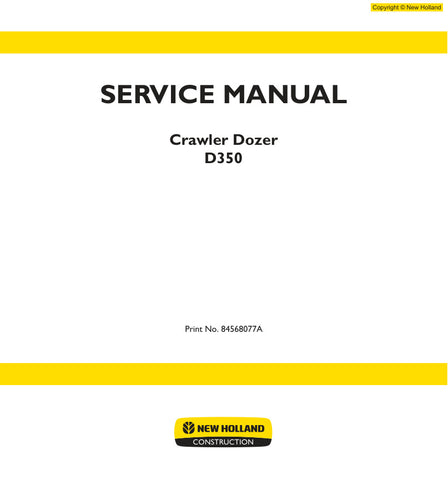 Unlock the full potential of your New Holland D350 Crawler Dozer with the comprehensive Service Manual (Part Number: 84568077A) available in a convenient PDF format. This essential guide provides detailed instructions, diagrams, and troubleshooting tips to ensure your dozer operates at peak performance. Whether you're a seasoned professional or a DIY enthusiast, this manual is your go-to resource for maintenance and repair, helping you save time and money while extending the life of your equipment. Don't mi
