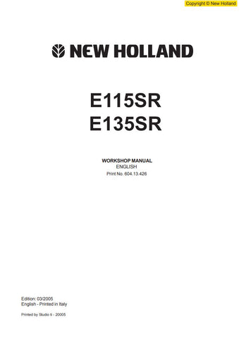 Unlock the full potential of your New Holland E115SR and E135SR excavators with the comprehensive Service Manual (604.13.426) in PDF format. This essential resource provides detailed instructions, troubleshooting tips, and maintenance guidelines to ensure your machinery operates at peak performance. With easy navigation and clear diagrams, you can quickly find the information you need to keep your excavators running smoothly and efficiently. Invest in this service manual today and empower yourself with the 