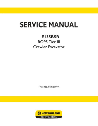 Enhance your maintenance capabilities with the NEW HOLLAND E135BSR ROPS (TIER III) Crawler Excavator Service Manual (Part No. 84396007A). This comprehensive PDF file is designed to provide you with detailed insights and step-by-step instructions for servicing your excavator, ensuring optimal performance and longevity. With easy navigation and clear diagrams, this manual is an essential resource for both seasoned professionals and DIY enthusiasts looking to keep their equipment in top shape. Don't miss out 