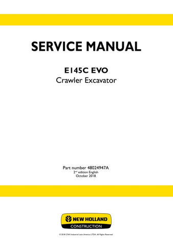 Unlock the full potential of your New Holland E145C EVO Crawler Excavator with the comprehensive Service Manual (48024947A) in PDF format. This essential guide provides detailed instructions, schematics, and troubleshooting tips to ensure your machine operates at peak performance. Whether you're a seasoned technician or a DIY enthusiast, this manual is designed to help you maintain, repair, and optimize your excavator efficiently, saving you time and money on costly repairs. Don't miss out on the opportunit