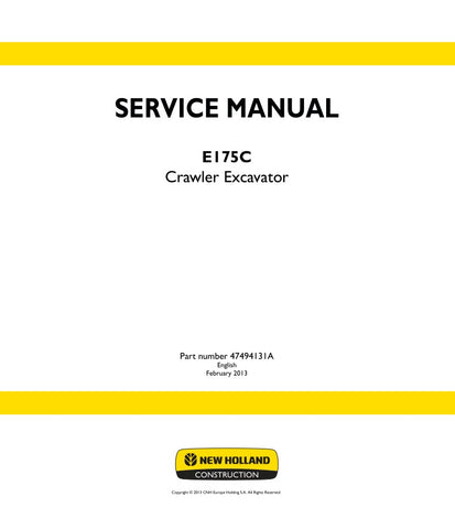  Unlock the full potential of your New Holland E175C Crawler Excavator with the comprehensive Service Manual (Part Number: 47494131A) available in PDF format. This essential guide provides detailed instructions, schematics, and troubleshooting tips to ensure optimal performance and maintenance of your equipment. Whether you're a seasoned professional or a DIY enthusiast, this manual is designed to help you keep your excavator running smoothly and efficiently, saving you time and costly repairs. Don't miss 