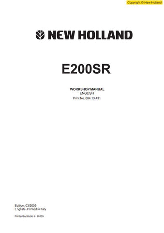 Unlock the full potential of your New Holland E200SR Hydraulic Excavator with the comprehensive Workshop Manual (604.13.431) in PDF format. This essential guide provides detailed schematics, maintenance tips, and troubleshooting advice, ensuring you can keep your equipment running smoothly and efficiently. Perfect for both seasoned professionals and DIY enthusiasts, this manual is your go-to resource for maximizing performance and minimizing downtime. Invest in your machinery's longevity and enhance your op