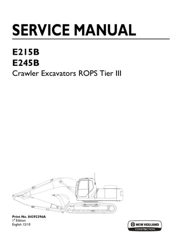 Unlock the full potential of your New Holland E215B and E245B ROPS (Tier III) Crawler Excavator with the comprehensive service manual (part number 84392396A) available in PDF format. This essential guide provides detailed instructions, schematics, and troubleshooting tips to ensure your machine operates at peak performance. With easy navigation and clear illustrations, you can quickly access the information you need to maintain and repair your excavator, saving you time and money. Invest in this invaluable 