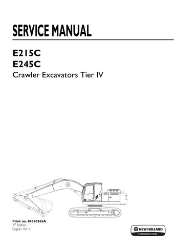 Enhance your maintenance capabilities with the NEW HOLLAND E215C, E245C (TIER IV) Crawler Excavator Service Manual (Part No. 84550265A). This comprehensive PDF file provides detailed insights into the operation, troubleshooting, and repair of your excavator, ensuring optimal performance and longevity. With easy navigation and clear illustrations, this manual is an essential resource for both professionals and DIY enthusiasts looking to keep their equipment in top shape. Invest in your machinery's efficiency