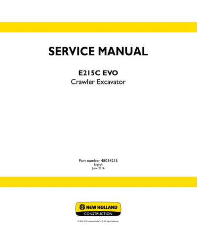  Unlock the full potential of your New Holland E215C EVO Crawler Excavator with the comprehensive Service Manual (48034215) in PDF format. This essential guide provides detailed instructions, schematics, and troubleshooting tips to ensure optimal performance and maintenance of your equipment. With easy navigation and clear illustrations, you can quickly access the information you need to keep your excavator running smoothly and efficiently. Invest in this invaluable resource today and enhance the longevity 