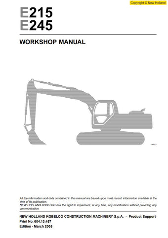 Unlock the full potential of your New Holland E215 and E245 excavators with the comprehensive Workshop Manual (604.13.457) in PDF format. This essential guide provides detailed schematics, maintenance tips, and troubleshooting advice, ensuring you can keep your machinery running smoothly and efficiently. Perfect for both seasoned professionals and DIY enthusiasts, this manual is your go-to resource for maximizing performance and minimizing downtime. Invest in your equipment's longevity and enhance your oper
