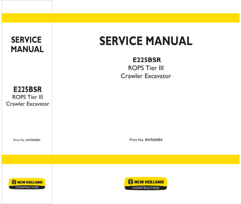 Unlock the full potential of your New Holland E225BSR ROPS Tier III Crawler Excavator with the comprehensive Service Manual (Part No. 84396008A) in PDF format. This essential guide provides detailed instructions, schematics, and troubleshooting tips to ensure optimal performance and maintenance of your equipment. Whether you're a seasoned professional or a DIY enthusiast, this manual is your go-to resource for keeping your excavator running smoothly and efficiently. Don't miss out on the opportunity to enha