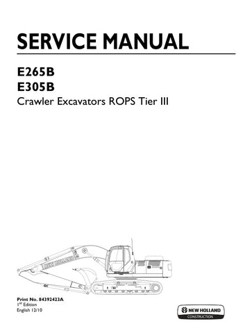 Unlock the full potential of your New Holland E265B and E305B Crawler Excavators with the comprehensive ROPS Tier III Service Manual (Part Number: 84392423A). This PDF file is an essential resource for operators and technicians, providing detailed insights into maintenance, troubleshooting, and repair procedures. With clear diagrams and step-by-step instructions, you can ensure your equipment runs efficiently and safely, minimizing downtime and maximizing productivity. Invest in this invaluable manual today