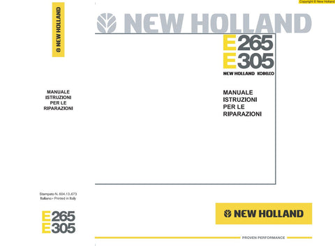  Unlock the full potential of your New Holland E265 and E305 equipment with the comprehensive Service Manual (604.13.673) in PDF format. This essential guide provides detailed instructions, diagrams, and troubleshooting tips to ensure optimal performance and maintenance of your machinery. With easy navigation and clear visuals, you can quickly find the information you need to keep your equipment running smoothly. Invest in this invaluable resource today and enhance your operational efficiency!