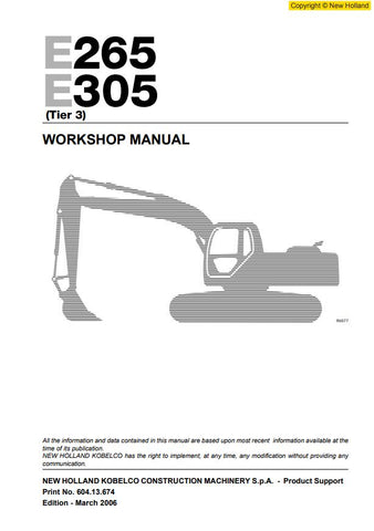 Unlock the full potential of your New Holland E265 and E305 Crawler Excavators with the comprehensive Workshop Manual (604.13.674) in PDF format. This essential guide provides detailed schematics, maintenance tips, and troubleshooting advice, ensuring your machinery operates at peak performance. With easy navigation and clear instructions, you'll save time and reduce downtime, making it an invaluable resource for both professionals and DIY enthusiasts. Invest in your equipment's longevity and efficiency tod