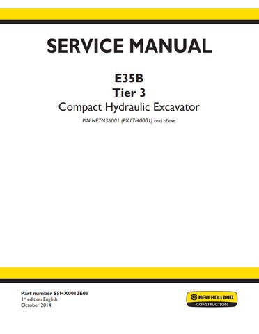 Unlock the full potential of your New Holland E35B Compact Excavator with the comprehensive Tier 3 Service Manual (S5HX0012E01) in PDF format. This essential guide provides detailed maintenance procedures, troubleshooting tips, and specifications to ensure your excavator operates at peak performance. With easy navigation and clear illustrations, this manual is designed for both seasoned professionals and DIY enthusiasts, making it an invaluable resource for keeping your equipment in top shape. Don't miss ou