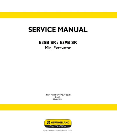 Unlock the full potential of your New Holland E35B SR and E39B SR Mini Excavators with the comprehensive Service Manual (Part Number: 47574267B). This PDF file is an essential resource for operators and technicians alike, providing detailed instructions, troubleshooting tips, and maintenance guidelines to ensure optimal performance and longevity of your equipment. With easy navigation and clear diagrams, you'll have everything you need at your fingertips to keep your excavators running smoothly and efficien