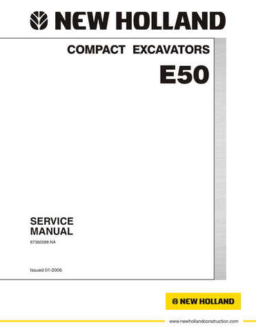 Unlock the full potential of your New Holland E50 Compact Excavator with the comprehensive Service Manual (Part Number: 87360588) in PDF format. This essential guide provides detailed maintenance procedures, troubleshooting tips, and technical specifications to ensure your machine operates at peak performance. With easy navigation and clear illustrations, you'll have the knowledge to tackle repairs and upkeep efficiently, saving you time and money. Invest in this invaluable resource today and keep your exca