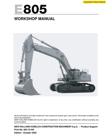 Unlock the full potential of your New Holland E805 Excavator with the comprehensive Workshop Manual (604.13.445) in PDF format. This essential guide provides detailed instructions, schematics, and troubleshooting tips to ensure your machine operates at peak performance. Whether you're a seasoned technician or a DIY enthusiast, this manual is designed to simplify maintenance and repairs, saving you time and money. Invest in your equipment's longevity and efficiency today with this invaluable resource.
