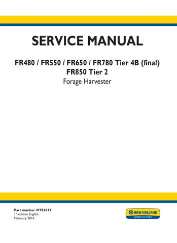 Enhance your forage harvesting efficiency with the NEW HOLLAND FR480, FR550, FR650, FR780 TIER 4B (FINAL) and FR850 TIER 2 Forage Harvester Service Manual (47956032). This comprehensive PDF file is your go-to resource for detailed maintenance and repair guidance, ensuring your equipment operates at peak performance. With clear diagrams and step-by-step instructions, you can easily troubleshoot issues and perform essential servicing, saving you time and money. Invest in this essential manual today to keep yo