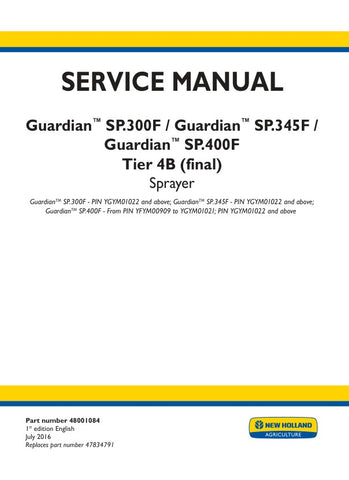 Unlock the full potential of your New Holland Guardian SP.300F, SP.345F, and SP.400F Tier 4B (Final) sprayers with the comprehensive service manual (48001084) available in PDF format. This essential guide provides detailed maintenance procedures, troubleshooting tips, and technical specifications to ensure your equipment operates at peak performance. With easy navigation and clear illustrations, you'll have the knowledge you need to keep your sprayer in top condition, maximizing efficiency and longevity. Do