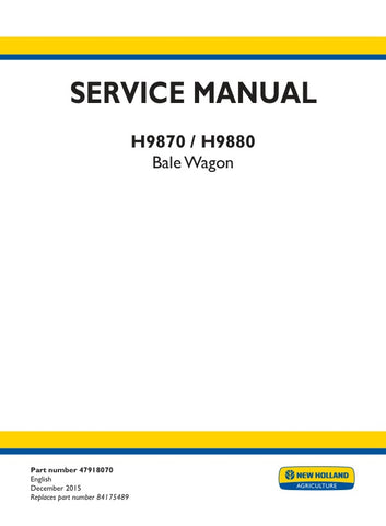 Enhance your maintenance routine with the NEW HOLLAND H9870, H9880 BALE WAGON SERVICE MANUAL (Part No. 47918070) in PDF format. This comprehensive guide provides detailed instructions, diagrams, and troubleshooting tips specifically designed for your bale wagon, ensuring optimal performance and longevity. With easy navigation and instant access, you can quickly find the information you need to keep your equipment running smoothly. Invest in this essential resource today and empower yourself with the knowled