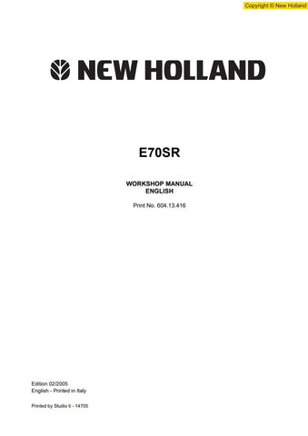 Unlock the full potential of your New Holland Kobelco E70SR with the comprehensive Workshop Manual (604.13.416) in PDF format. This essential guide provides detailed instructions, schematics, and troubleshooting tips to ensure your machine operates at peak performance. Whether you're a seasoned technician or a DIY enthusiast, this manual is designed to simplify maintenance and repairs, saving you time and money. Don't miss out on the opportunity to enhance your equipment's longevity and efficiency download