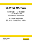 Unlock the full potential of your New Holland equipment with the comprehensive Service Manual (Part No. 84423865) for models L213, L215, L218, L220, L223, L225, L230, C227, C232, and C238. This PDF file is an essential resource for maintenance and repair, providing detailed diagrams, troubleshooting tips, and step-by-step instructions to keep your machinery running smoothly. Ensure optimal performance and longevity of your equipment by investing in this invaluable guide today.