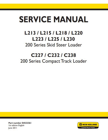 Unlock the full potential of your New Holland equipment with the comprehensive Service Manual (Part Number: 84522361) for models L213, L215, L218, L220, L223, L225, L230, C227, C232, and C238. This PDF file is an essential resource for maintenance and repair, providing detailed diagrams, troubleshooting tips, and step-by-step instructions to keep your machinery running smoothly. Invest in this manual today to ensure optimal performance and longevity of your New Holland machines, making your work more effici