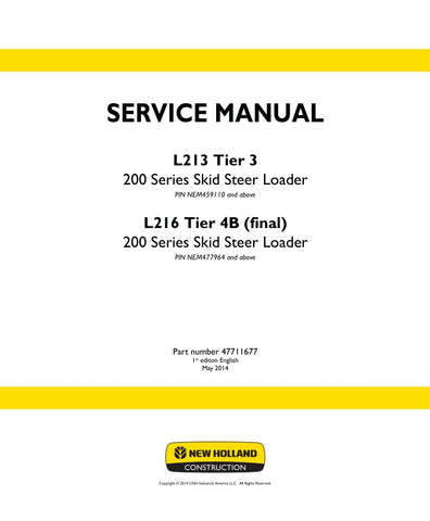 Unlock the full potential of your New Holland L213 Tier 3 and L216 Tier 4B (Final) equipment with the comprehensive Service Manual (Part Number: 47711677) in PDF format. This essential guide provides detailed maintenance procedures, troubleshooting tips, and technical specifications to ensure your machinery operates at peak performance. With easy navigation and clear illustrations, this manual is an invaluable resource for both seasoned professionals and DIY enthusiasts, helping you save time and reduce rep
