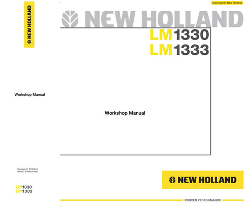 Unlock the full potential of your New Holland LM1330 and LM1333 telescopic handlers with the comprehensive workshop manual (part number 87755818) available in PDF format. This essential guide provides detailed instructions, diagrams, and troubleshooting tips to ensure optimal performance and maintenance of your equipment. Perfect for both seasoned professionals and DIY enthusiasts, this manual is your go-to resource for keeping your machinery running smoothly and efficiently. Don't miss out on the opportuni