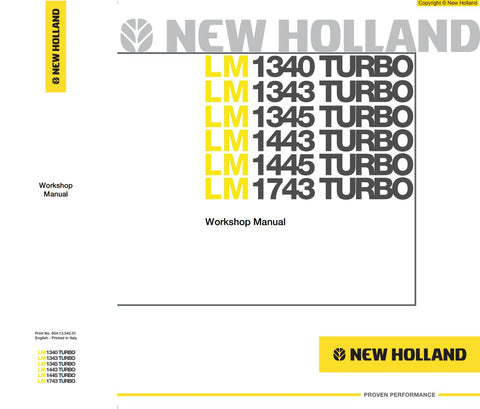 Unlock the full potential of your New Holland LM series with the comprehensive Turbo Workshop Manual (604.13.542.01) for models LM1340, LM1343, LM1345, LM1443, LM1445, and LM1743. This PDF file is an essential resource for both professionals and DIY enthusiasts, providing detailed diagrams, troubleshooting tips, and maintenance procedures to keep your equipment running smoothly. With easy navigation and clear instructions, you can confidently tackle repairs and ensure optimal performance, making this manual
