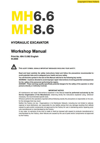 Unlock the full potential of your New Holland MH6.6 and MH8.6 machinery with the comprehensive Workshop Manual (604.13.562) in PDF format. This essential guide provides detailed instructions, diagrams, and troubleshooting tips to ensure optimal performance and maintenance of your equipment. Perfect for both professionals and DIY enthusiasts, this manual is your go-to resource for keeping your machines running smoothly and efficiently. Don't miss out on the opportunity to enhance your operational knowledge a