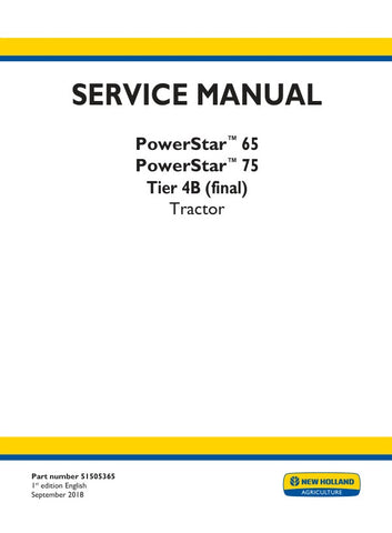 Unlock the full potential of your New Holland PowerStar 65 and 75 Tier 4B (Final) tractor with the comprehensive service manual (part number 51505365) available in PDF format. This essential guide provides detailed maintenance procedures, troubleshooting tips, and specifications to ensure your tractor operates at peak performance. With easy navigation and clear illustrations, you'll have the knowledge to tackle repairs and upkeep efficiently, saving you time and money. Invest in this invaluable resource tod