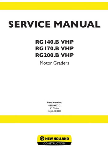 Unlock the full potential of your New Holland RG140.B, RG170.B, and RG200.B VHP with the comprehensive Service Manual (48050423D) in PDF format. This essential guide provides detailed instructions, diagrams, and troubleshooting tips to ensure your equipment operates at peak performance. Whether you're a seasoned technician or a DIY enthusiast, this manual is your go-to resource for maintenance and repairs, helping you save time and money while keeping your machinery in top shape. Don't miss out on the oppor