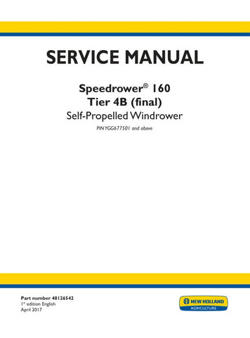 Unlock the full potential of your New Holland Speedrower 160 Tier 4B with our comprehensive service manual (48126542) in PDF format. This essential guide provides detailed maintenance procedures, troubleshooting tips, and technical specifications to ensure your windrower operates at peak performance. With easy navigation and clear illustrations, you'll have the knowledge to keep your equipment running smoothly and efficiently, ultimately saving you time and money on repairs. Don't miss out on this invaluabl