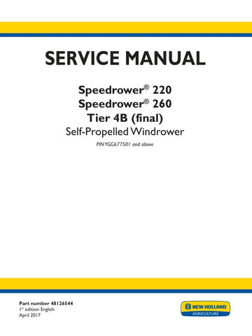 Unlock the full potential of your New Holland Speedrower 220 and 260 with the comprehensive Tier 4B (Final) Service Manual (48126544) in PDF format. This essential guide provides detailed maintenance procedures, troubleshooting tips, and specifications to ensure your equipment operates at peak performance. With easy navigation and clear illustrations, you can quickly find the information you need to keep your machinery running smoothly and efficiently. Invest in this service manual today to enhance your pro