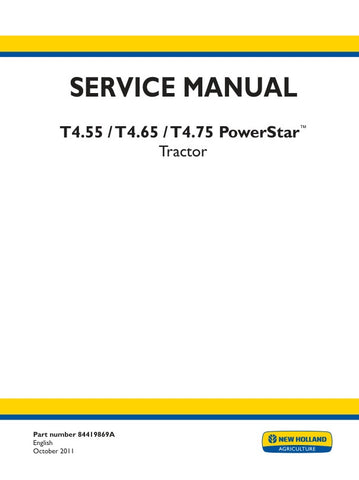 Unlock the full potential of your New Holland T4.55, T4.65, and T4.75 tractors with the comprehensive Service Manual (Part No. 84419869A) in PDF format. This essential guide provides detailed maintenance procedures, troubleshooting tips, and technical specifications to ensure your equipment runs smoothly and efficiently. With easy navigation and clear illustrations, you'll have the knowledge at your fingertips to perform repairs and upkeep, saving you time and money. Invest in your machinery's longevity and