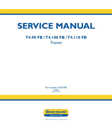  Unlock the full potential of your New Holland T4.90 FB, T4.100 FB, and T4.110 FB tractors with the comprehensive Service Manual (51427780) in PDF format. This essential guide provides detailed maintenance procedures, troubleshooting tips, and technical specifications to ensure your tractor operates at peak performance. With easy navigation and clear illustrations, you'll have the knowledge to tackle repairs and upkeep with confidence, saving you time and money. Invest in your equipment's longevity and effi