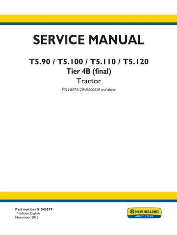 Unlock the full potential of your New Holland T5 series tractor with the comprehensive T5.90, T5.100, T5.110, and T5.120 Tier 4B (Final) Service Manual (Part No. 51543579). This PDF file is an essential resource for any owner or technician, providing detailed insights into maintenance, troubleshooting, and repair procedures. With clear diagrams and step-by-step instructions, you can ensure your tractor operates at peak performance, prolonging its lifespan and enhancing productivity on the field. Invest in t