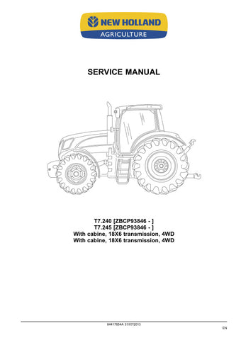 Unlock the full potential of your New Holland T7.240 and T7.245 tractors with the comprehensive Service Manual (Part No. 84417654A) in PDF format. This essential guide provides detailed maintenance procedures, troubleshooting tips, and technical specifications to ensure your equipment operates at peak performance. With easy navigation and clear illustrations, you'll have the knowledge you need to keep your tractors running smoothly and efficiently, saving you time and money on repairs. Don't miss out on thi