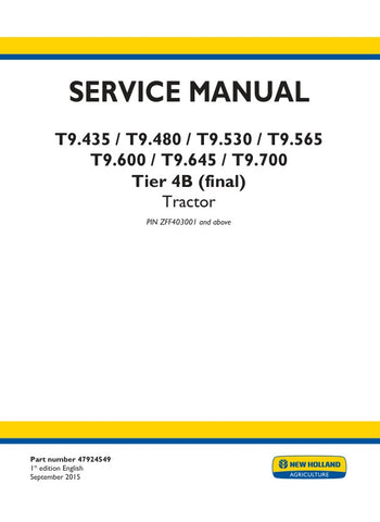  Unlock the full potential of your New Holland T9 series tractors with the comprehensive T9.435, T9.480, T9.530, T9.565, T9.600, T9.645, and T9.700 Tier 4B (Final) Service Manual (Part No. 47924549) in PDF format. This essential resource provides detailed maintenance procedures, troubleshooting tips, and technical specifications to ensure your equipment operates at peak performance. With easy navigation and clear illustrations, this manual is designed for both seasoned professionals and DIY enthusiasts, mak