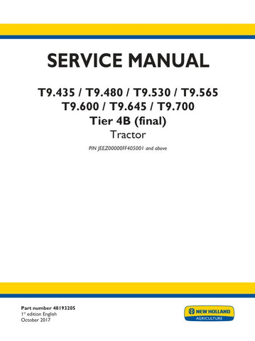  Unlock the full potential of your New Holland T9 series tractors with the comprehensive T9.435, T9.480, T9.530, T9.565, T9.600, T9.645, and T9.700 Tier 4B (Final) Service Manual (48193205) in PDF format. This essential resource provides detailed maintenance procedures, troubleshooting tips, and technical specifications to ensure your equipment operates at peak performance. With easy navigation and clear illustrations, this manual is designed for both seasoned professionals and DIY enthusiasts, making it an