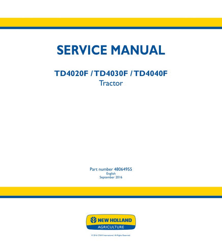 Enhance your maintenance routine with the NEW HOLLAND TD4020F, TD4030F, TD4040F SERVICE MANUAL (48064955) in PDF format. This comprehensive guide provides detailed instructions, diagrams, and troubleshooting tips specifically designed for your New Holland tractor models. With easy navigation and instant access, you can ensure optimal performance and longevity of your equipment. Don't miss out on the opportunity to keep your machinery running smoothly download your service manual today and empower yourself w
