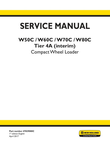 Discover the essential NEW HOLLAND W50C, W60C, W70C, W80C TIER 4A (INTERIM) SERVICE MANUAL, available in a convenient PDF format (part number 47829080C). This comprehensive guide is designed to provide you with detailed maintenance and repair instructions, ensuring your equipment operates at peak performance. With easy navigation and clear illustrations, this manual is an invaluable resource for technicians and operators alike, helping you save time and reduce downtime. Equip yourself with the knowledge to 