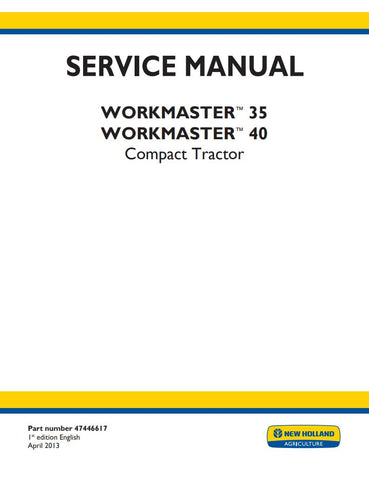 Unlock the full potential of your New Holland Workmaster 35 and Workmaster 40 compact tractors with the comprehensive Service Manual (Part Number: 47446617). This PDF file is an essential resource for both novice and experienced operators, providing detailed instructions, troubleshooting tips, and maintenance guidelines to keep your tractor running smoothly. With easy navigation and clear diagrams, you can quickly find the information you need to perform repairs and ensure optimal performance. Invest in thi