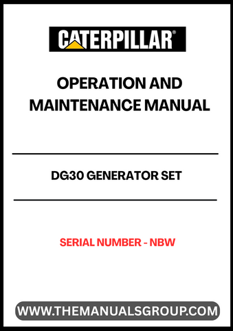 CAT DG30 GENERATOR SET OPERATION AND MAINTENANCE MANUAL S/N - NBW