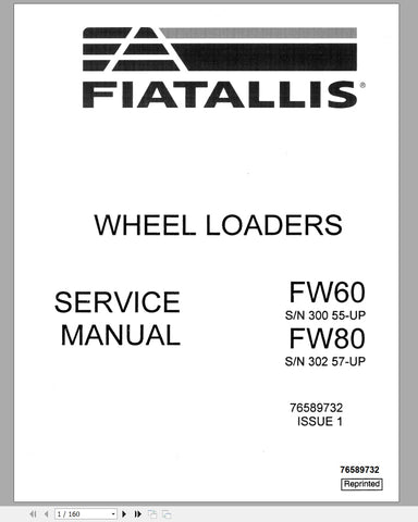 New Holland Fiat Allis Wheel Loader FW60, FW80 Service Repair Manual 76589732 - Manual labs