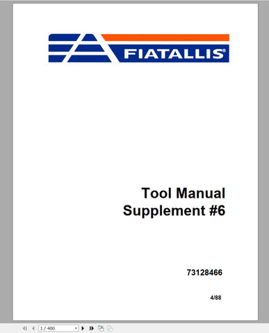 New Holland Fiatallis Tool Manual Supplement 6 73128466 - Manual labs