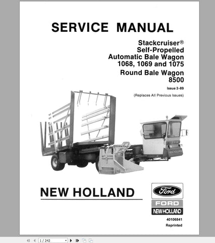 New Holland Ford Round Bale Wagon 1068, 1069, 1075 Bale Wagon, 8500 Service Repair Manual 40106841 - Manual labs