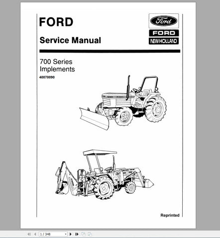 New Holland Ford Tractor 700 Implement Service Repair Manual 40070090 - Manual labs
