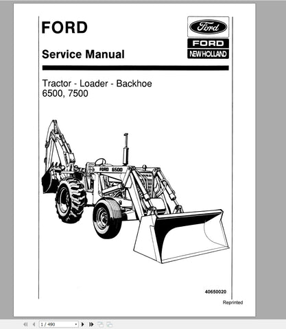 New Holland Ford Tractor Loader Backhoe 6500, 7500 Service Repair Manual 40650020 - Manual labs