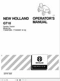 New Holland Garden Tractor GT18 716497026-T1AA0001 Operator’s Manual 86617776 - Manual labs