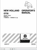 New Holland Garden Tractor GT20 716498016-T9AB0001 Operator’s Manual 86579096 - Manual labs
